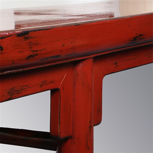 Grote foto reusachtige 3.25 m lange chinese rode lak altaartafel of wandtafel no.331525 antiek en kunst stoelen en banken