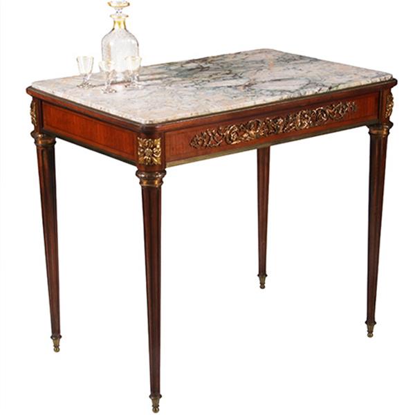 Grote foto gesigneerd sormani franse mahonie bijzettafel met lade napoleon iii no.331530 antiek en kunst stoelen en banken