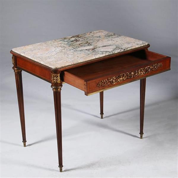 Grote foto gesigneerd sormani franse mahonie bijzettafel met lade napoleon iii no.331530 antiek en kunst stoelen en banken