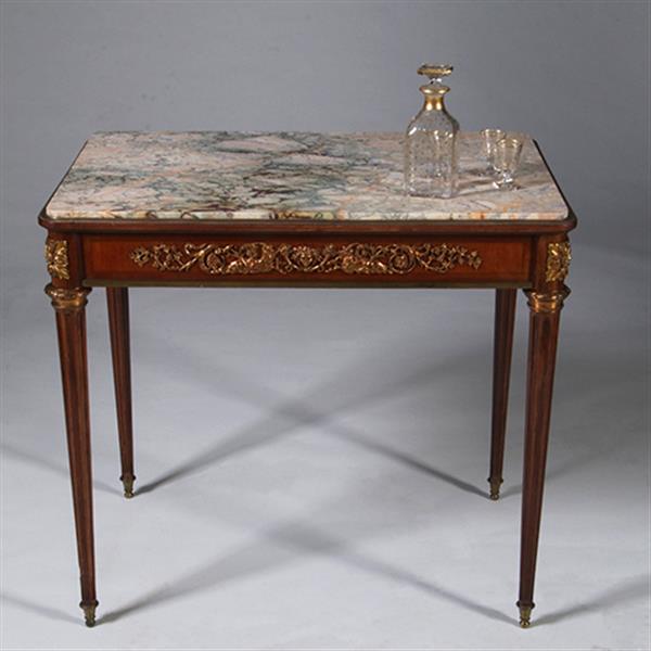 Grote foto gesigneerd sormani franse mahonie bijzettafel met lade napoleon iii no.331530 antiek en kunst stoelen en banken