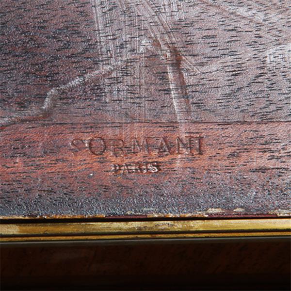 Grote foto gesigneerd sormani franse mahonie bijzettafel met lade napoleon iii no.331530 antiek en kunst stoelen en banken