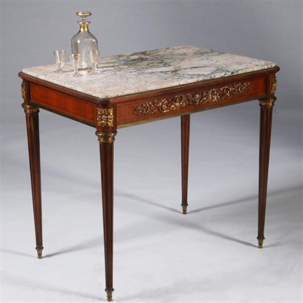 Grote foto gesigneerd sormani franse mahonie bijzettafel met lade napoleon iii no.331530 antiek en kunst stoelen en banken