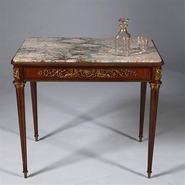 Grote foto gesigneerd sormani franse mahonie bijzettafel met lade napoleon iii no.331530 antiek en kunst stoelen en banken