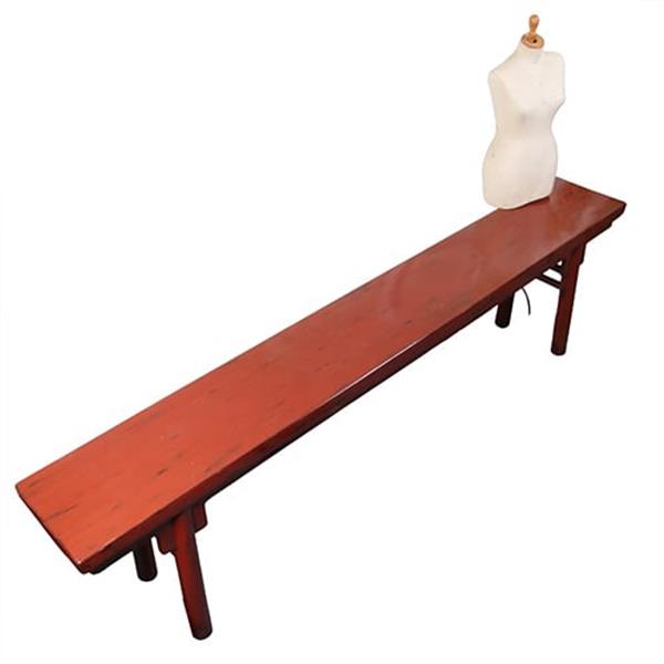 Grote foto reusachtige 3.25 m lange chinese rode lak altaartafel of wandtafel no.331525 antiek en kunst stoelen en banken