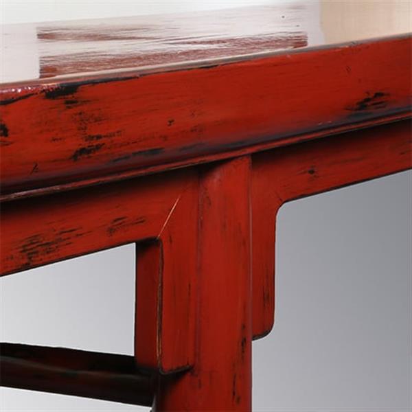 Grote foto reusachtige 3.25 m lange chinese rode lak altaartafel of wandtafel no.331525 antiek en kunst stoelen en banken