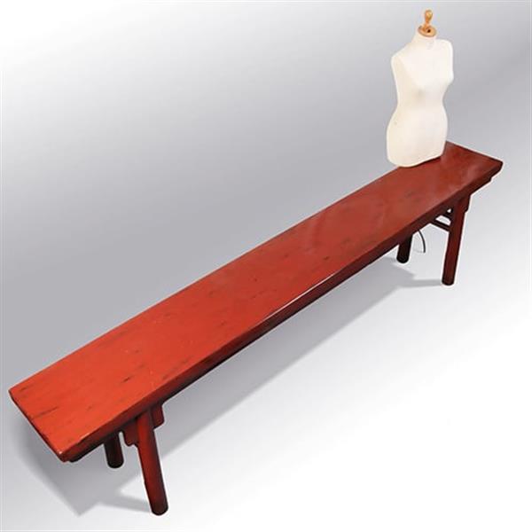 Grote foto reusachtige 3.25 m lange chinese rode lak altaartafel of wandtafel no.331525 antiek en kunst stoelen en banken