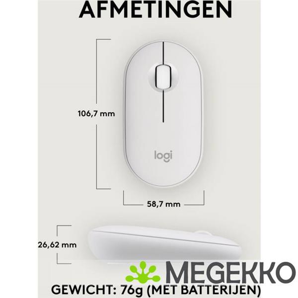 Grote foto logitech pebble 2 m350s wit draadloze muis computers en software overige computers en software