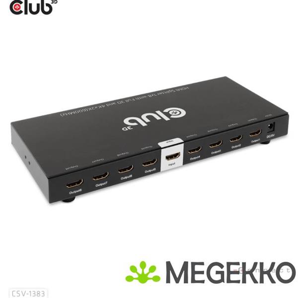 Grote foto club3d 1 to 8 hdmi splitter full 3d and 4k60hz 600mhz computers en software netwerkkaarten routers en switches