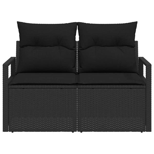Grote foto vidaxl tuinbank met kussen zwart 120 x 62 x 69cm poly rattan tuin en terras tuinmeubelen