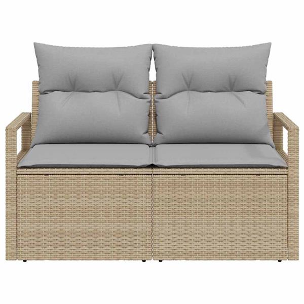Grote foto vidaxl tuinbank met kussen beige 120 x 62 x 69cm poly rattan tuin en terras tuinmeubelen