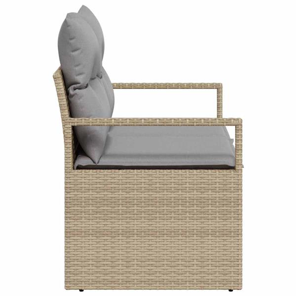 Grote foto vidaxl tuinbank met kussen beige 120 x 62 x 69cm poly rattan tuin en terras tuinmeubelen