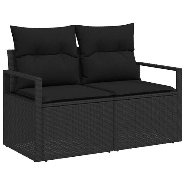 Grote foto vidaxl tuinbank met kussen zwart 120 x 62 x 69cm poly rattan tuin en terras tuinmeubelen