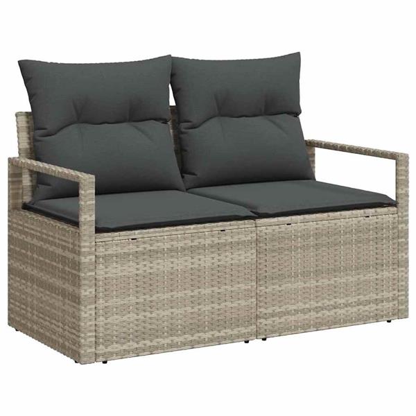 Grote foto vidaxl tuinbank met kussen grijs 120 x 62 x 69cm poly rattan tuin en terras tuinmeubelen