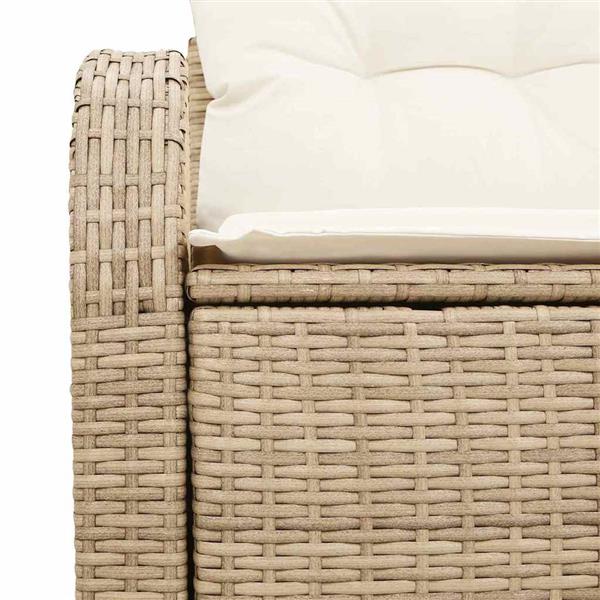 Grote foto vidaxl tuinbank met kussen beige 124 x 62 x 69cm poly rattan tuin en terras tuinmeubelen
