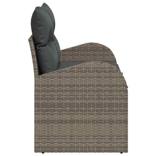 Grote foto vidaxl tuinbank met kussen grijs 124 x 62 x 69cm poly rattan tuin en terras tuinmeubelen