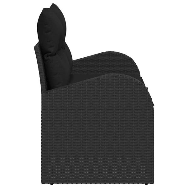 Grote foto vidaxl tuinbank met kussen zwart 124 x 62 x 69cm poly rattan tuin en terras tuinmeubelen