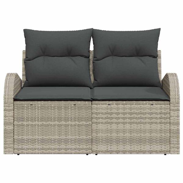 Grote foto vidaxl tuinbank met kussen lichtgrijs 124 x 62 x 69cm poly rattan tuin en terras tuinmeubelen