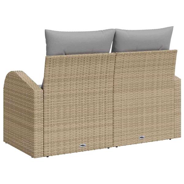 Grote foto vidaxl tuinbank met kussen beige 124 x 62 x 69cm poly rattan tuin en terras tuinmeubelen