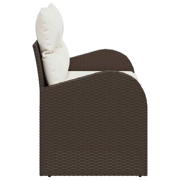 Grote foto vidaxl tuinbank met kussen bruin 124 x 62 x 69cm poly rattan tuin en terras tuinmeubelen