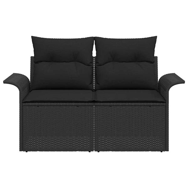 Grote foto vidaxl tuinbank met kussen zwart 141 x 62 x 69cm poly rattan tuin en terras tuinmeubelen