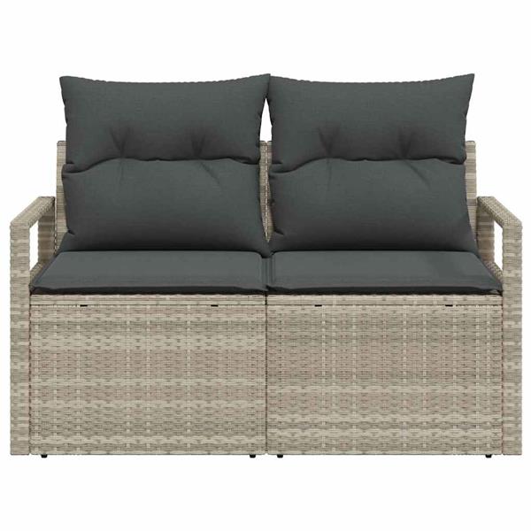 Grote foto vidaxl tuinbank met kussen grijs 120 x 62 x 69cm poly rattan tuin en terras tuinmeubelen