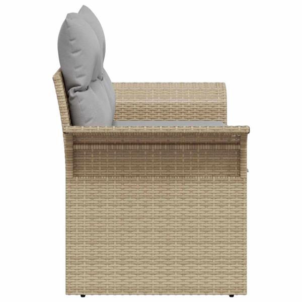 Grote foto vidaxl tuinbank met kussen beige 141 x 62 x 69cm poly rattan tuin en terras tuinmeubelen