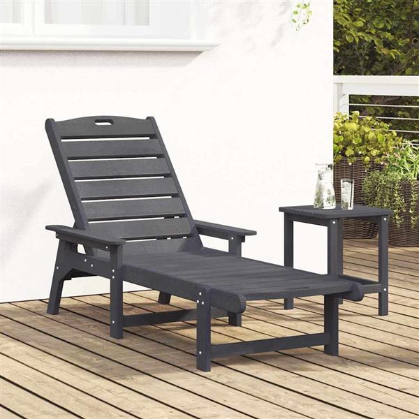 Grote foto vidaxl ligstoel lichtgrijs 73.5 x 92 x 90cm hdpe tuin en terras tuinmeubelen