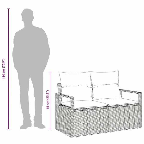 Grote foto vidaxl tuinbank met kussen zwart 120 x 62 x 69cm poly rattan tuin en terras tuinmeubelen