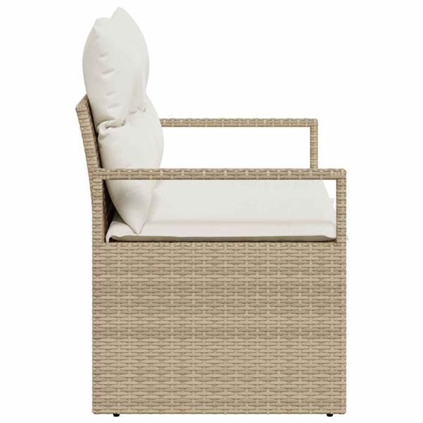 Grote foto vidaxl tuinbank met kussen beige 120 x 62 x 69cm poly rattan tuin en terras tuinmeubelen