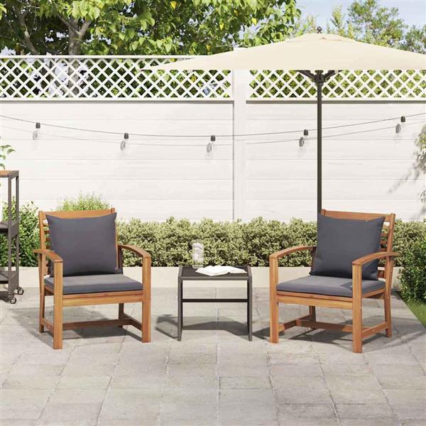 Grote foto vidaxl tuinstoelen 2 pcs naturel 60 x 65 x 76.5 cm massief teakhout tuin en terras tuinmeubelen