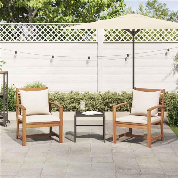 Grote foto vidaxl tuinstoelen 2 pcs naturel 60 x 65 x 76.5 cm massief teakhout tuin en terras tuinmeubelen
