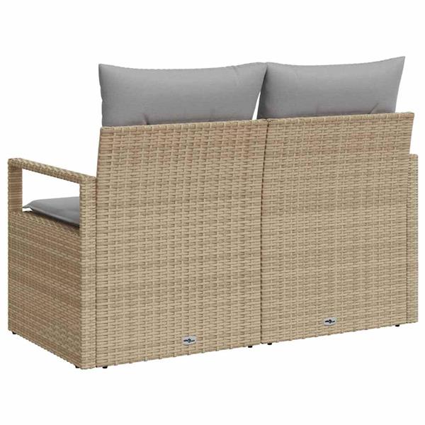Grote foto vidaxl tuinbank met kussen beige 120 x 62 x 69cm poly rattan tuin en terras tuinmeubelen