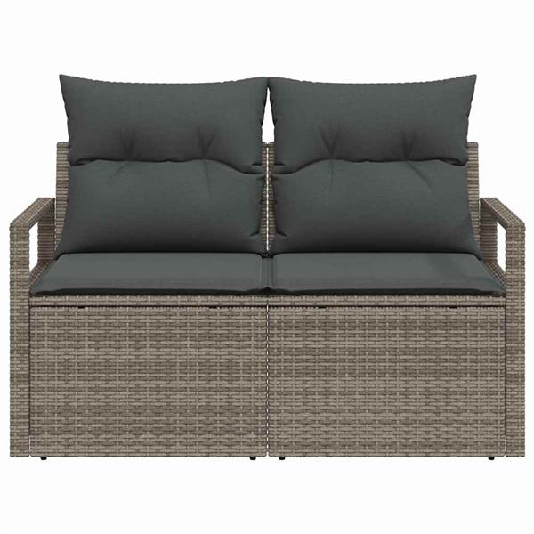 Grote foto vidaxl tuinbank met kussen grijs 120 x 62 x 69cm poly rattan tuin en terras tuinmeubelen