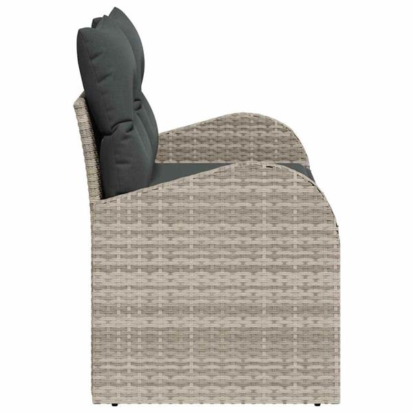 Grote foto vidaxl tuinbank met kussen lichtgrijs 124 x 62 x 69cm poly rattan tuin en terras tuinmeubelen