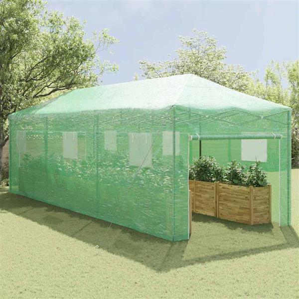 Grote foto vidaxl kas met dak groen 290 x 870 x 315 cm staal tuin en terras overige tuin en terras