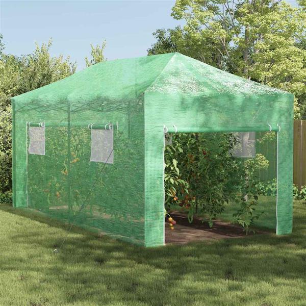 Grote foto vidaxl kas met dak groen 290 x 580 x 315 cm staal tuin en terras overige tuin en terras