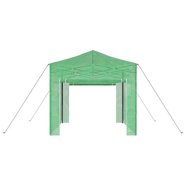 Grote foto vidaxl kas met dak groen 290 x 290 x 315 cm staal tuin en terras overige tuin en terras