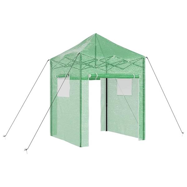 Grote foto vidaxl kas met dak groen 200 x 200 x 300 cm staal tuin en terras overige tuin en terras