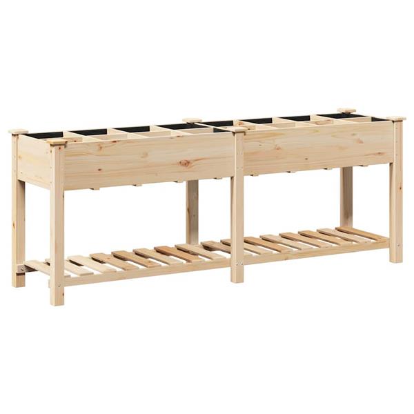 Grote foto vidaxl tuin bloempot beige 203.5 x 53 x 76.5 cm massief vurenhout tuin en terras overige tuin en terras