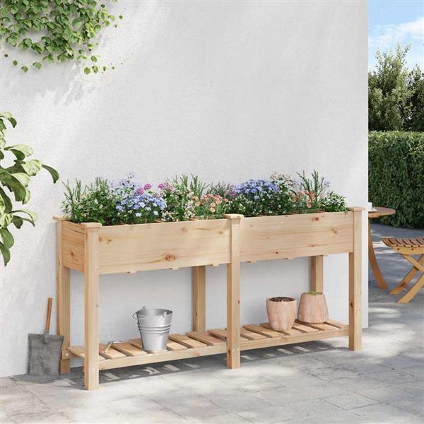 Grote foto vidaxl tuin bloempot beige 161.5 x 45 x 76.5 cm massief vurenhout tuin en terras overige tuin en terras