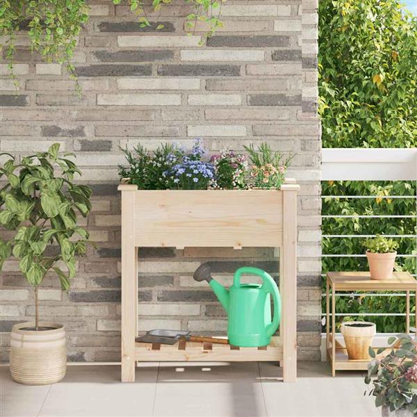 Grote foto vidaxl tuin bloempot beige 71 x 37 x 76.5 cm massief vurenhout tuin en terras overige tuin en terras