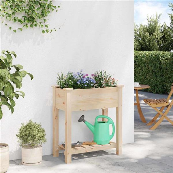 Grote foto vidaxl tuin bloempot beige 71 x 37 x 76.5 cm massief vurenhout tuin en terras overige tuin en terras