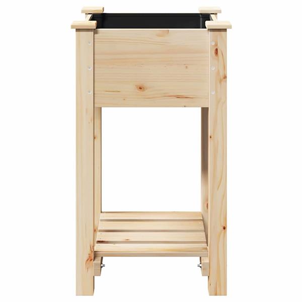 Grote foto vidaxl tuin bloempot beige 45 x 45 x 76.5 cm massief vurenhout tuin en terras overige tuin en terras