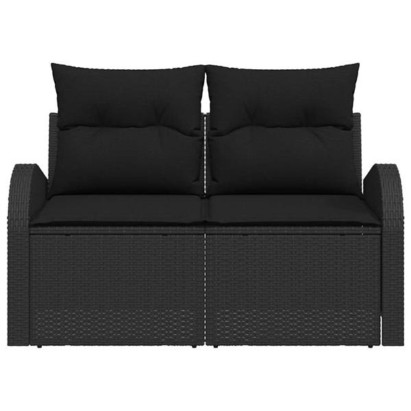 Grote foto vidaxl tuinbank met kussen zwart 124 x 62 x 69cm poly rattan tuin en terras tuinmeubelen