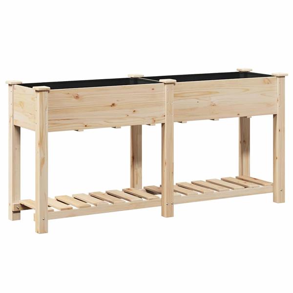 Grote foto vidaxl tuin bloempot beige 161 x 43 x 76.5 cm massief vurenhout tuin en terras overige tuin en terras