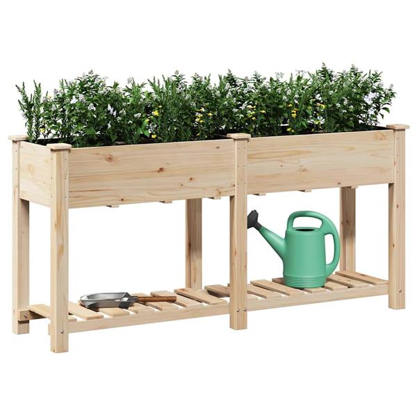 Grote foto vidaxl tuin bloempot beige 161 x 43 x 76.5 cm massief vurenhout tuin en terras overige tuin en terras