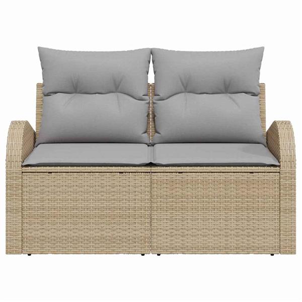Grote foto vidaxl tuinbank met kussen beige 124 x 62 x 69cm poly rattan tuin en terras tuinmeubelen
