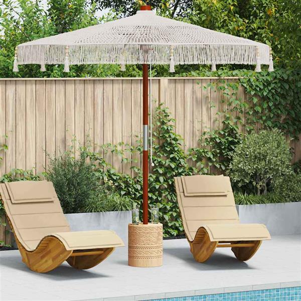Grote foto vidaxl parasol cr me 250 255 x 250 cm katoen en massief hout tuin en terras overige tuin en terras