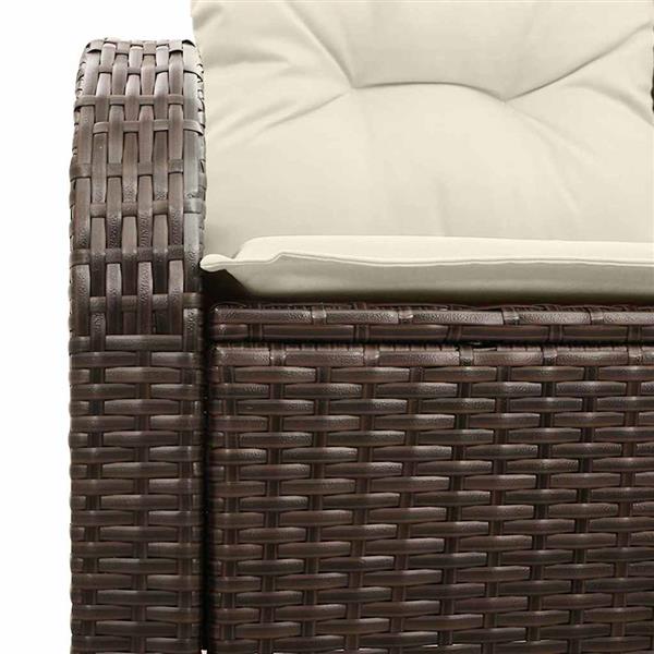Grote foto vidaxl tuinbank met kussen bruin 124 x 62 x 69cm poly rattan tuin en terras tuinmeubelen