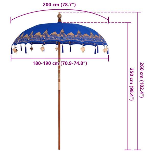 Grote foto vidaxl balinese parasol blauw 180 190 x 260 cm tuin en terras overige tuin en terras